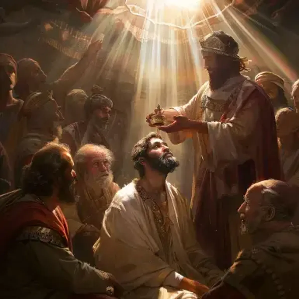 1 Samuel 10:1 - Samuel a luat sticluţa cu untdelemn, şi a turnat -o pe capul lui Saul. Apoi l -a sărutat, şi a zis: ,,Nu te -a uns Domnul... ca să fii căpetenia moştenirii...... Lui?