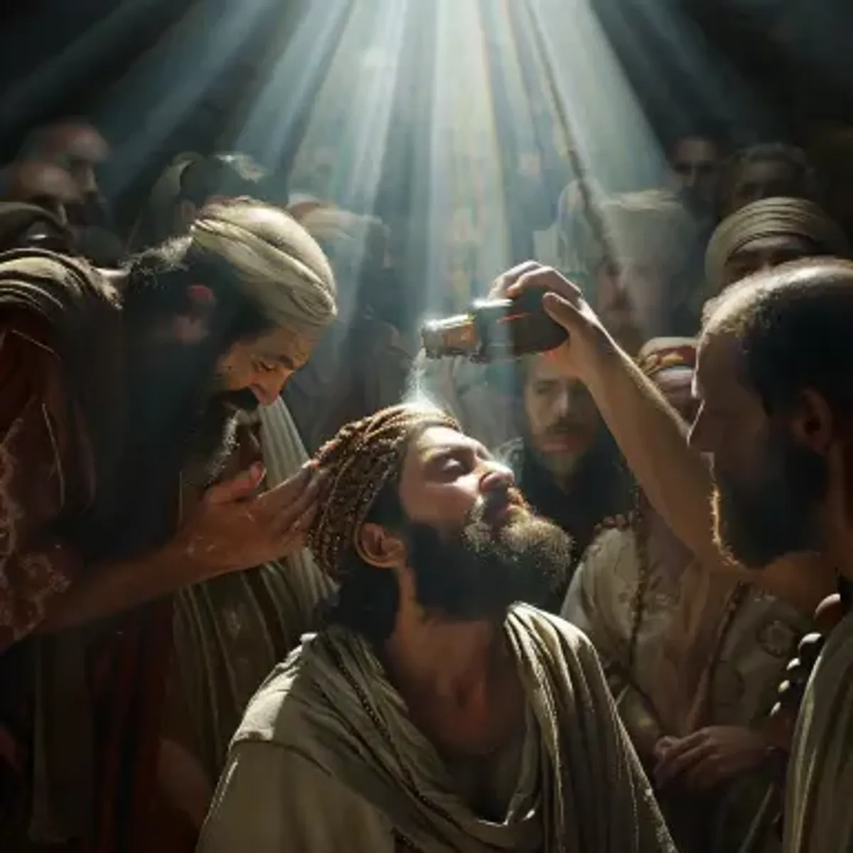 1 Samuel 10:3 - De acolo vei merge mai departe, şi vei ajunge la stejarul din Tabor, unde vei fi întîmpinat de trei oameni suindu-se la Dumnezeu, în Betel, şi ducînd unul trei iezi, altul trei turte de pîne, iar altul un burduf cu vin.