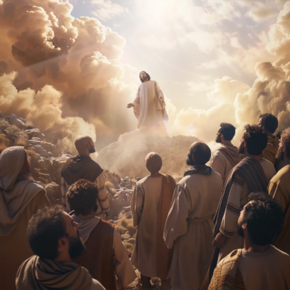 使徒行伝 1:9 - 此 等のことを言ひ終りて、彼らの見るがうちに擧げられ給ふ。雲これを受けて見えざらしめたり。