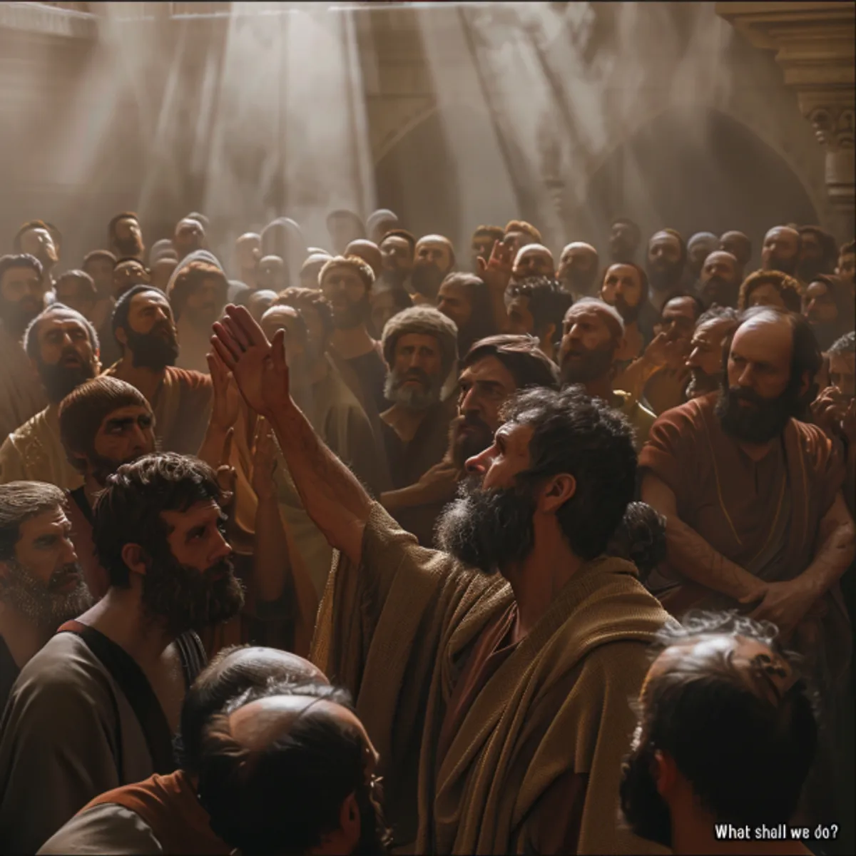 使徒行伝 2:37 - 人々これを聞きて心を刺され、ペテロと他の使徒たちとに言ふ『兄弟たちよ、我ら何をなすべきか』