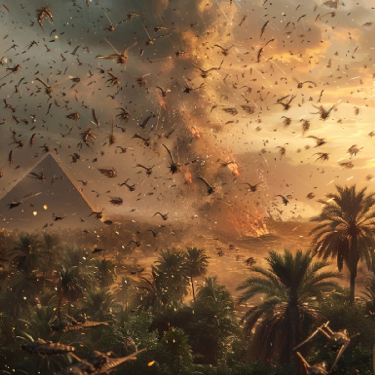 Uittocht 10:12 - Toen zeide de HEERE tot Mozes: Strek uw hand uit over Egypteland, om de sprinkhanen, dat zij opkomen over Egypteland, en al het kruid des lands opeten, al wat de hagel heeft over gelaten.