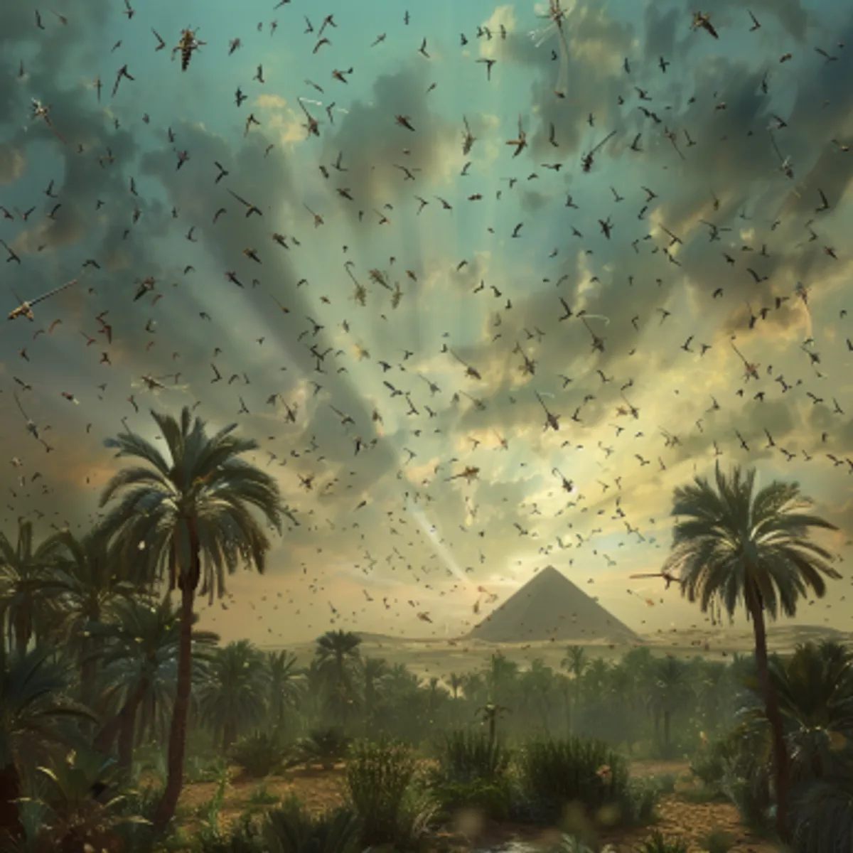 Uittocht 10:15 - Want zij bedekten het gezicht des gansen lands, alzo dat het land verduisterd werd; en zij aten al het kruid des lands op, en al de vruchten der bomen, die de hagel had over gelaten; en er bleef niets groens aan de bomen, noch aan de kruiden des velds, in het ganse Egypteland.