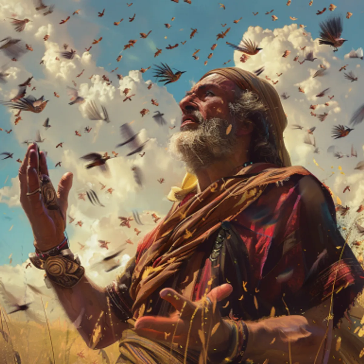 Uittocht 10:19 - Toen keerde de HEERE een zeer sterken westenwind, die hief de sprinkhanen op, en wierp ze in de Schelfzee; er bleef niet een sprinkhaan over in al de landpalen van Egypte.