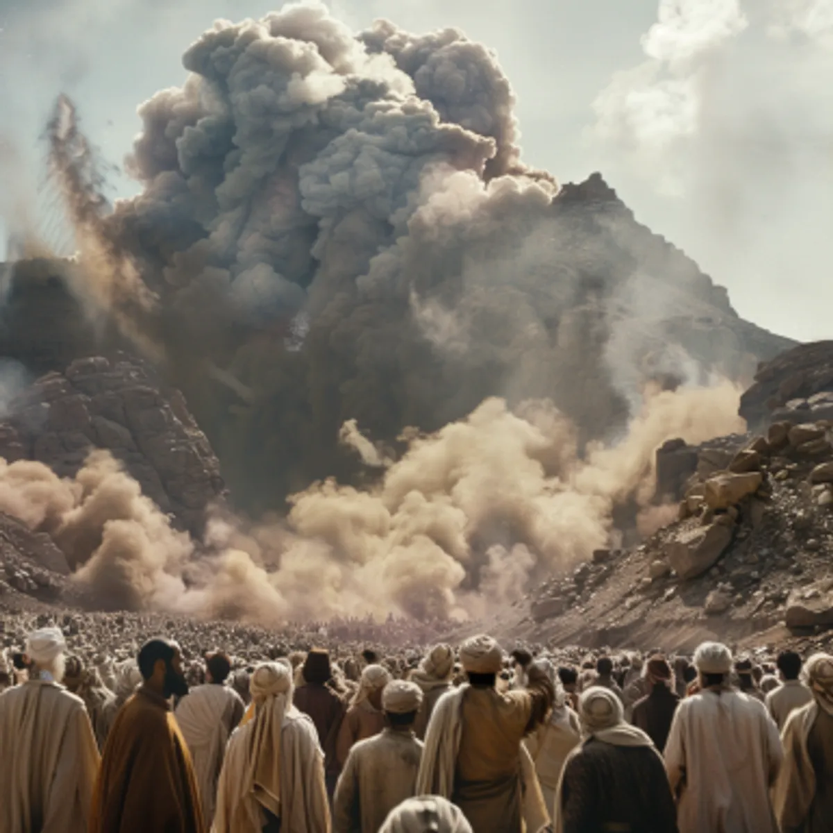 Êxodo 19:16 - E aconteceu ao terceiro dia, ao amanhecer, que houve trovões e relâmpagos sobre o monte, e uma espessa nuvem, e um sonido de buzina mui forte, de maneira que estremeceu todo o povo que estava no arraial.