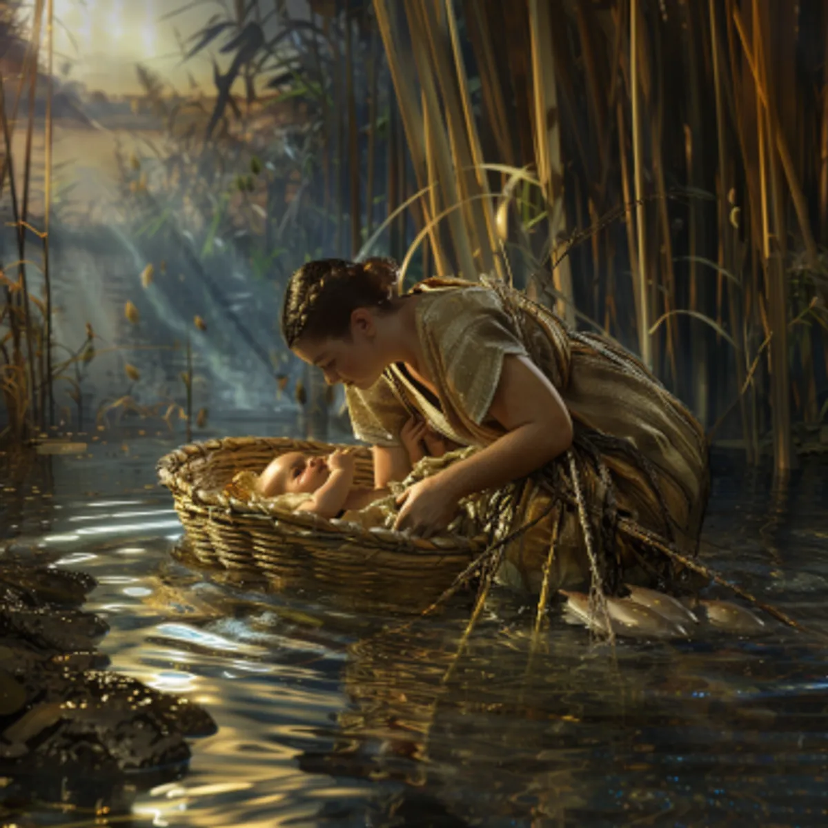 출애굽기 2:3 - 더 숨길 수 없이 되매 그를 위하여 갈 상자를 가져다가 역청과 나무 진을 칠하고 아이를 거기 담아 하숫가 갈대 사이에 두고