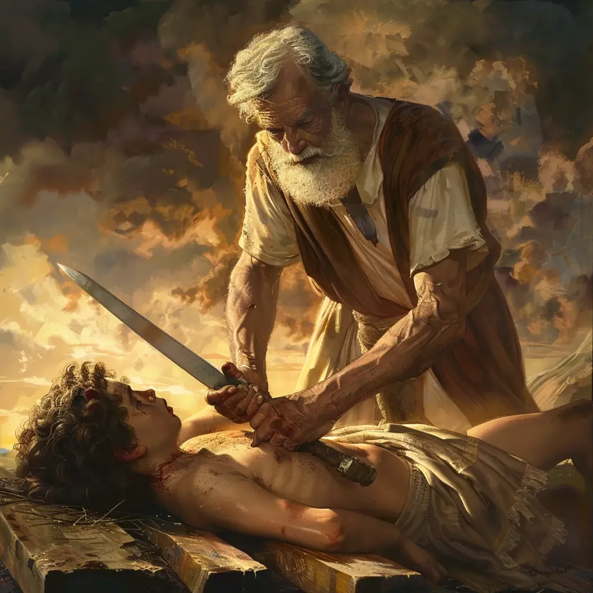 창세기 22:10 - 손을 내밀어 칼을 잡고 그 아들을 잡으려 하더니