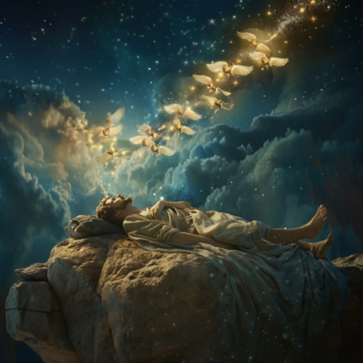 בראשית 28:12 - וַיַּחֲלֹם וְהִנֵּה סֻלָּם מֻצָּב אַרְצָה וְרֹאשֹׁו מַגִּיעַ הַשָּׁמָיְמָה וְהִנֵּה מַלְאֲכֵי אֱלֹהִים עֹלִים וְיֹרְדִים בֹּו׃