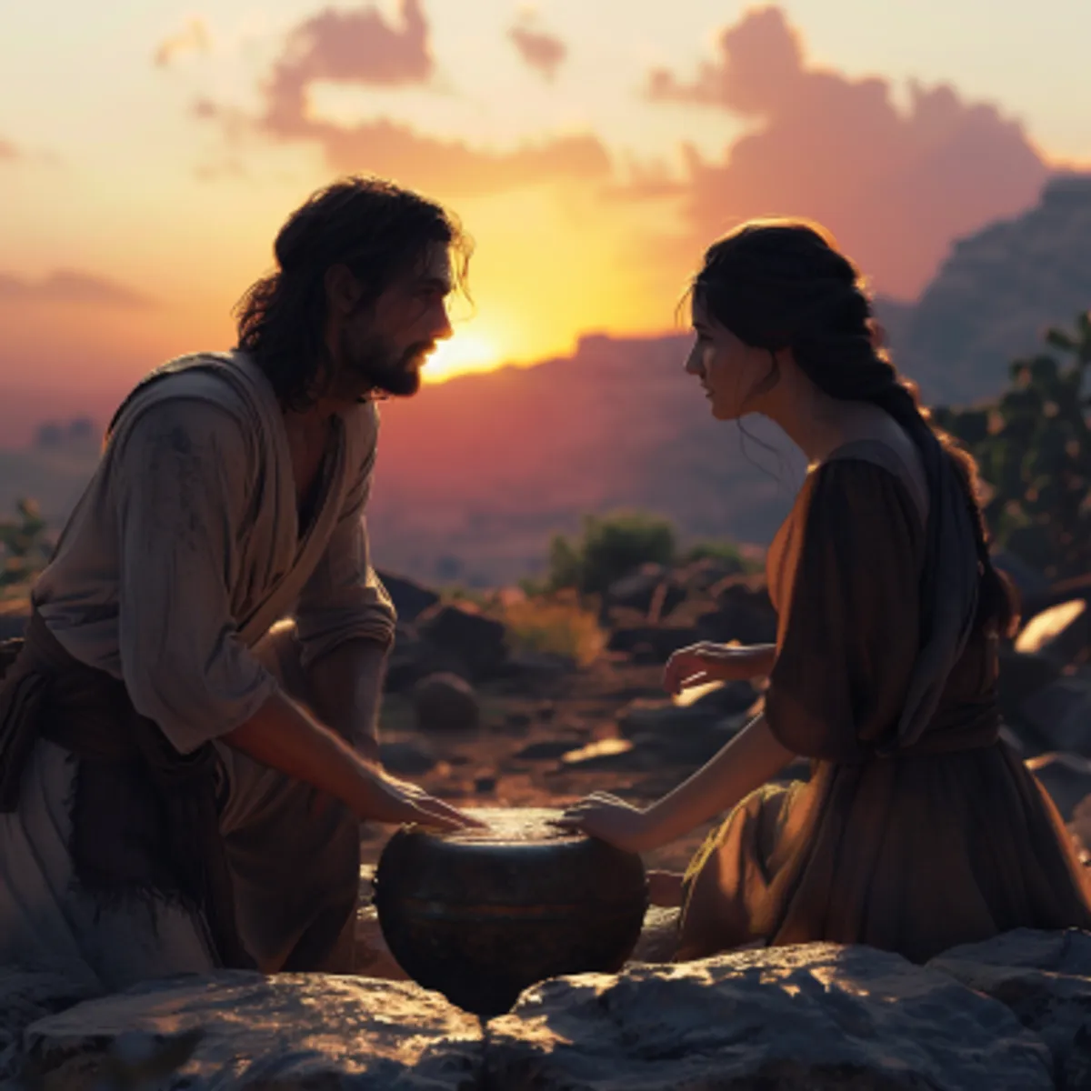 Ensimmäinen Mooseksen kirja 29:10 - Ja tapahtui, koska Jakob näki Rakelin enonsa Labanin tyttären, ja enonsa Labanin lampaat: niin meni Jakob hänen tykönsä, ja vieritti kiven kaivon suulta. Ja juotti enonsa Labanin lampaat.