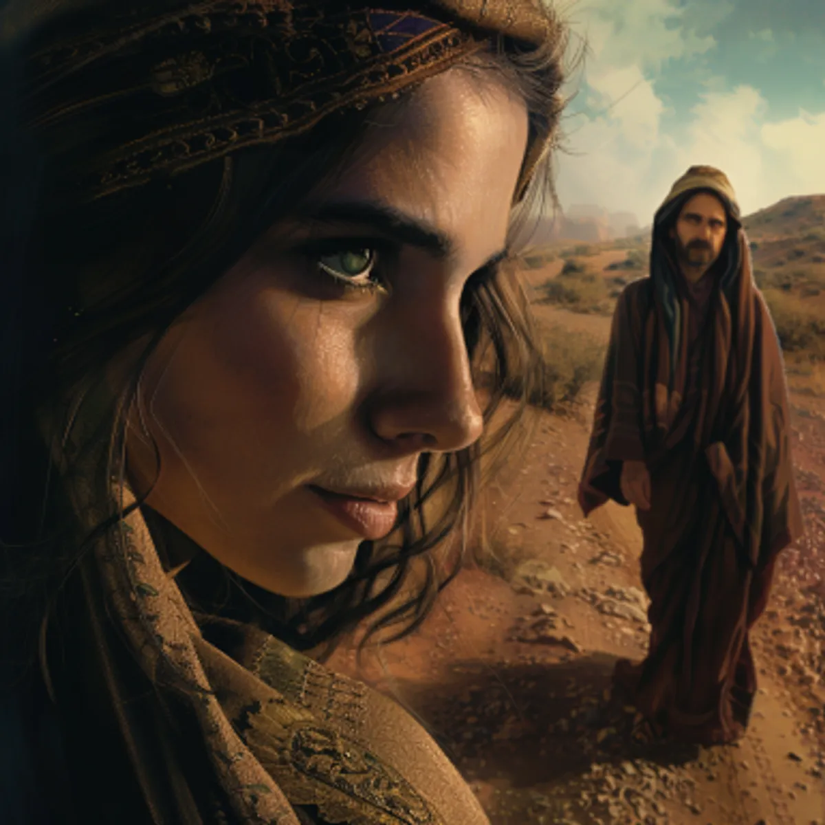 1. Mose 38:14 - Da legte sie die Witwenkleider von sich, die sie trug, deckte sich mit einem Mantel und verhüllte sich und setzte sich vor das Tor von Enaim an dem Wege gen Thimnath; denn sie sah, daß Sela war groß geworden, und sie ward ihm nicht zum Weibe gegeben.