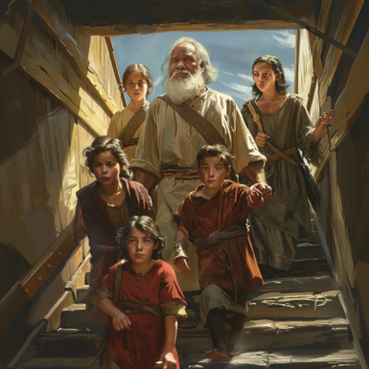 Sáng thế Ký 7:7 - Vì cớ nước lụt, nên Nô-ê vào tàu cùng vợ, các con trai và các dâu mình;