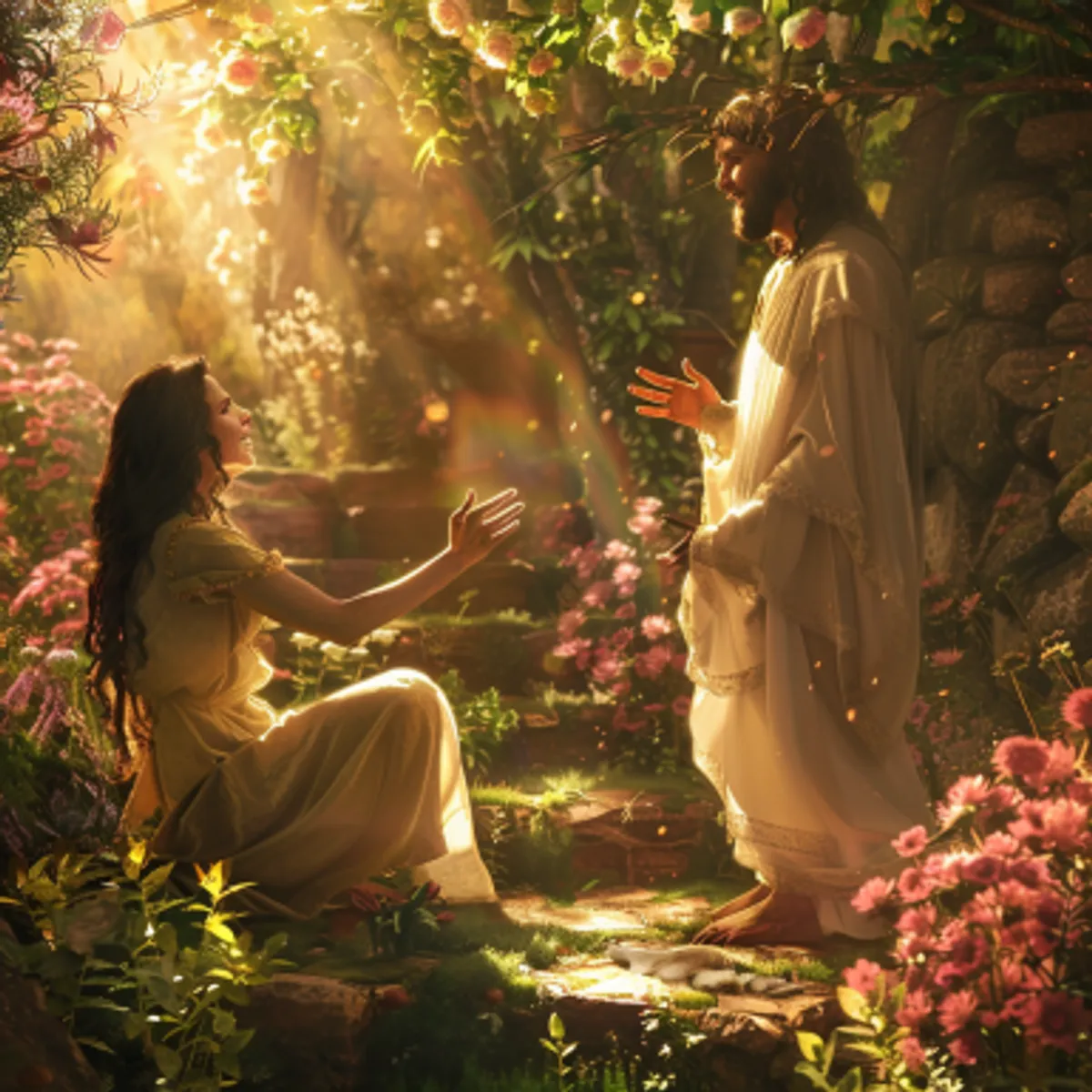 Johanneksen evankeliumi. 20:16 - Jesus sanoi hänelle: Maria! niin hän käänsi itsensä ja sanoi hänelle: Rabboni, se on: Mestari.