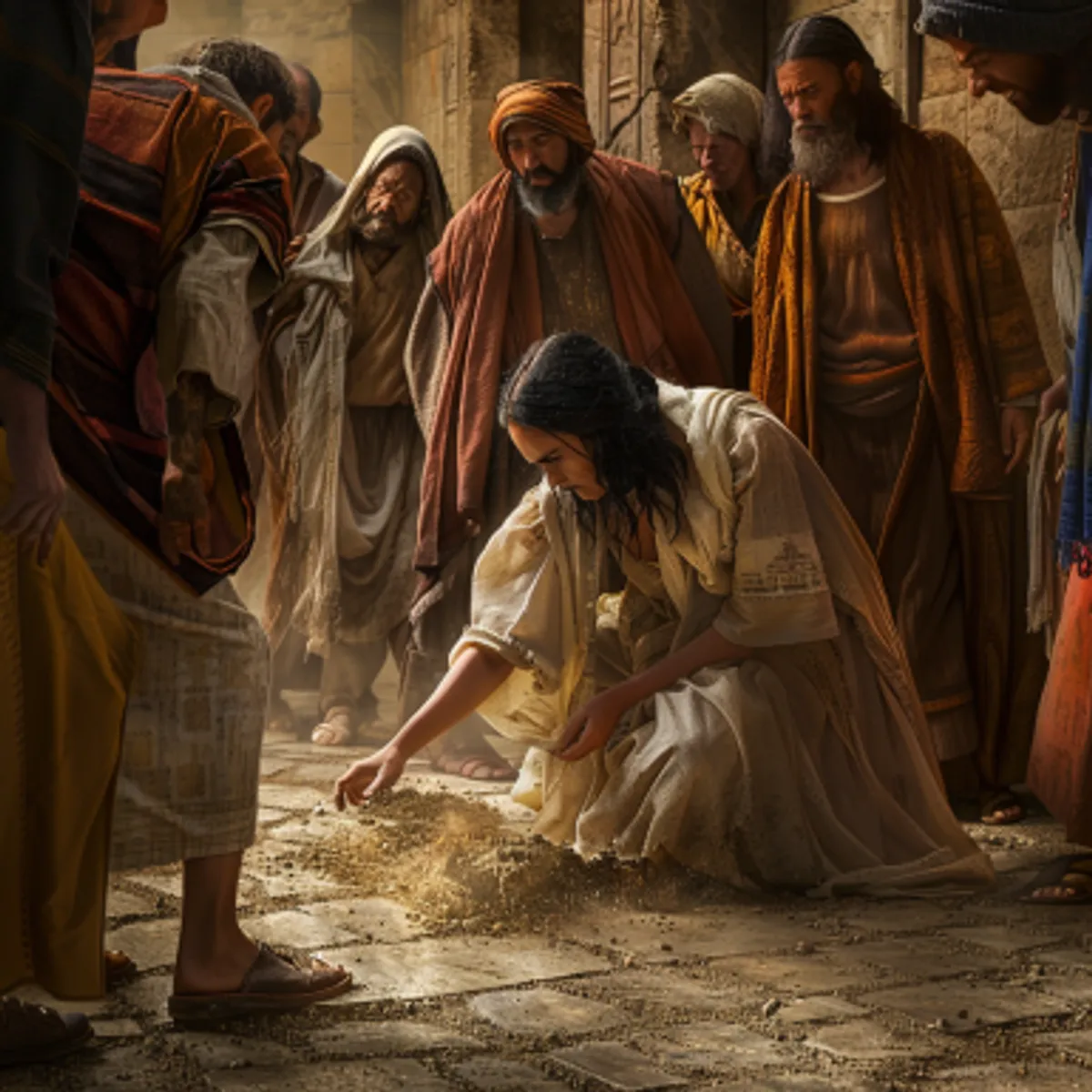 Johannes 8:3 - En de Schriftgeleerden en de Farizeen brachten tot Hem een vrouw, in overspel gegrepen.