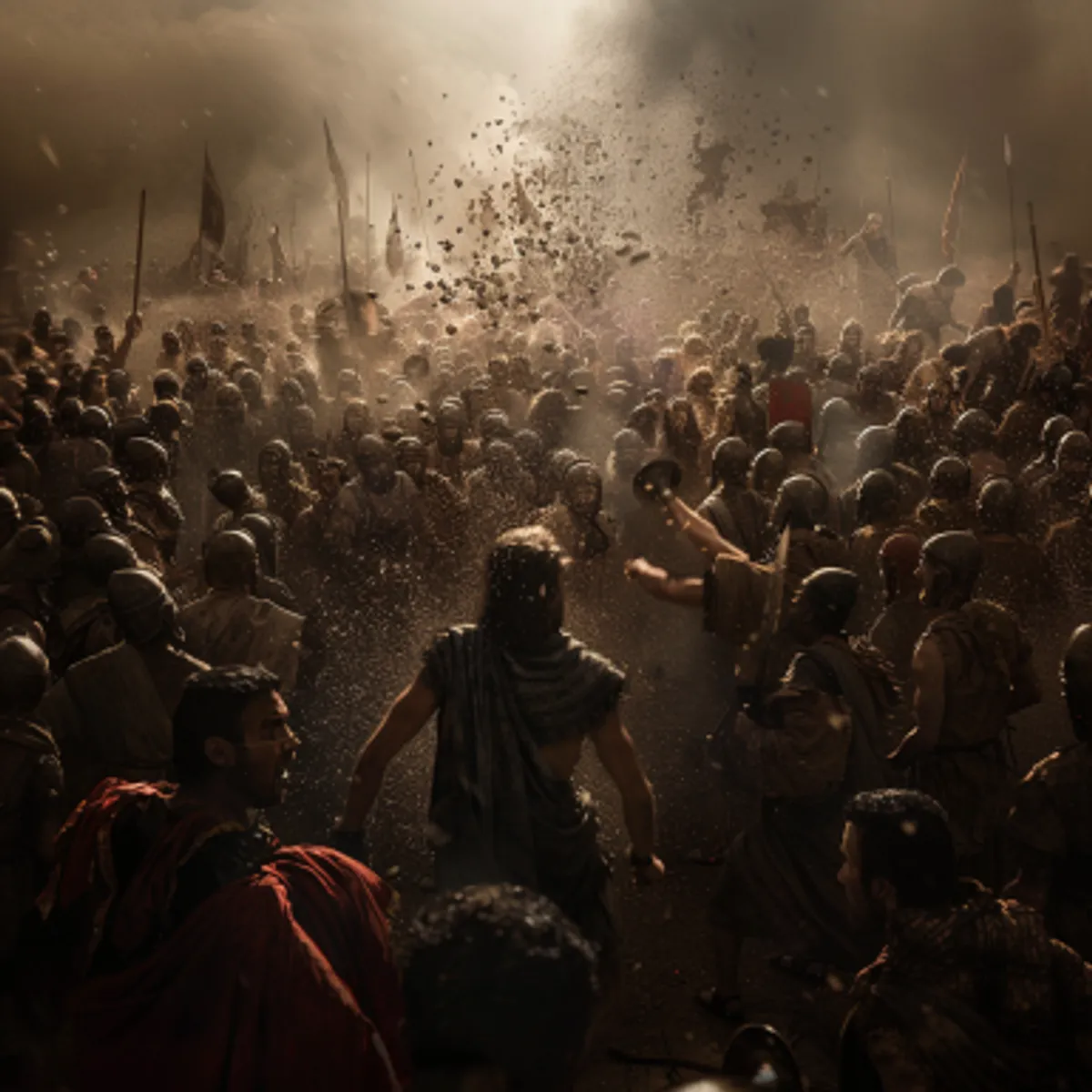 Jueces 7:20 - Y los tres escuadrones tocaron las bocinas, y quebrando los cántaros tomaron en las manos izquierdas las teas, y en las derechas los cuernos con que tañian, y dieron grita: ­La espada de Jehová y de Gedeón!