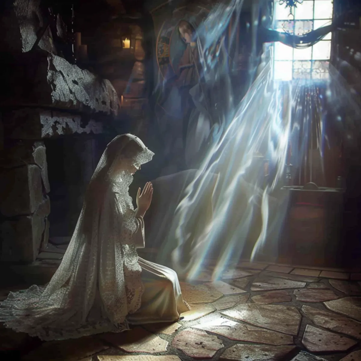 Lu-ca 1:38 - Ma-ri thưa rằng: Tôi đây là tôi tớ Chúa; xin sự ấy xảy ra cho tôi như lời người truyền! Ðoạn thiên sứ kìa khỏi Ma-ri.