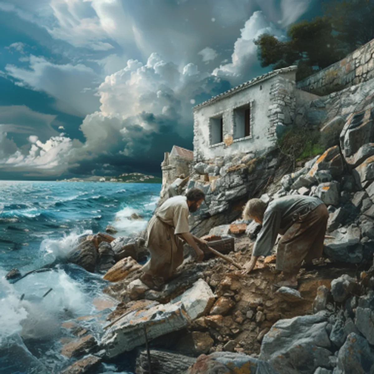 Lukács evangéliuma 6:48 - Hasonló valamely házépítõ emberhez, a ki leásott és mélyre hatolt, és kõsziklára vetett fundamentomot: mikor aztán árvíz lett, beleütközött a folyóvíz abba a házba, de azt meg nem mozdíthatta: mert kõsziklán épült.