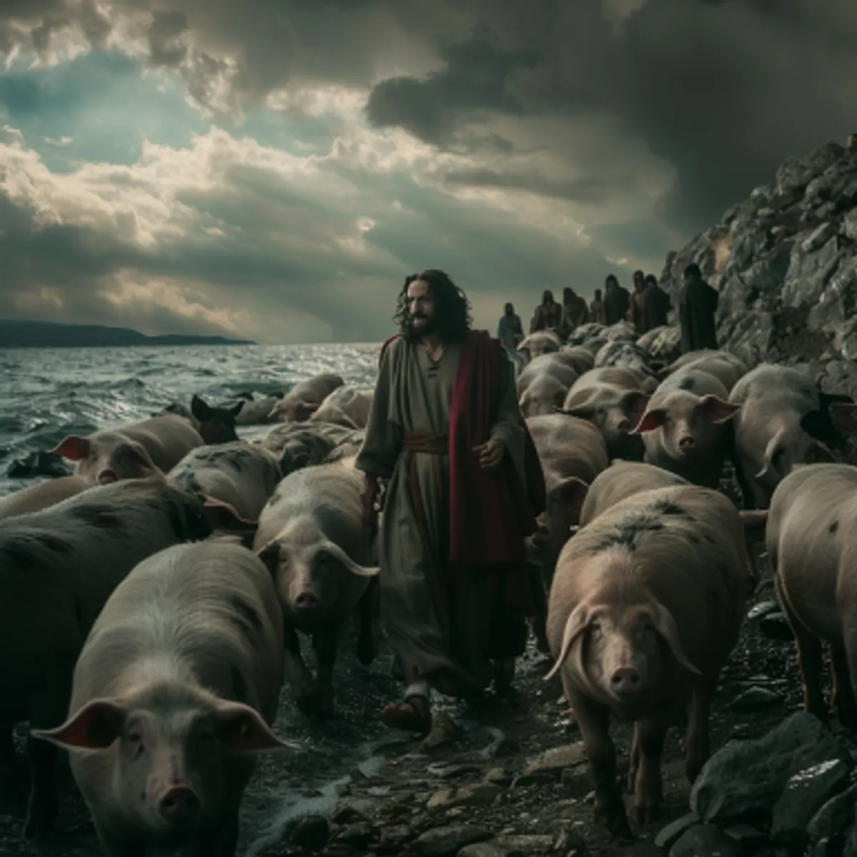 Luc 8:35 - Les gens allèrent voir ce qui était arrivé. Ils vinrent auprès de Jésus, et ils trouvèrent l'homme de qui étaient sortis les démons, assis à ses pieds, vêtu, et dans son bon sens; et ils furent saisis de frayeur.