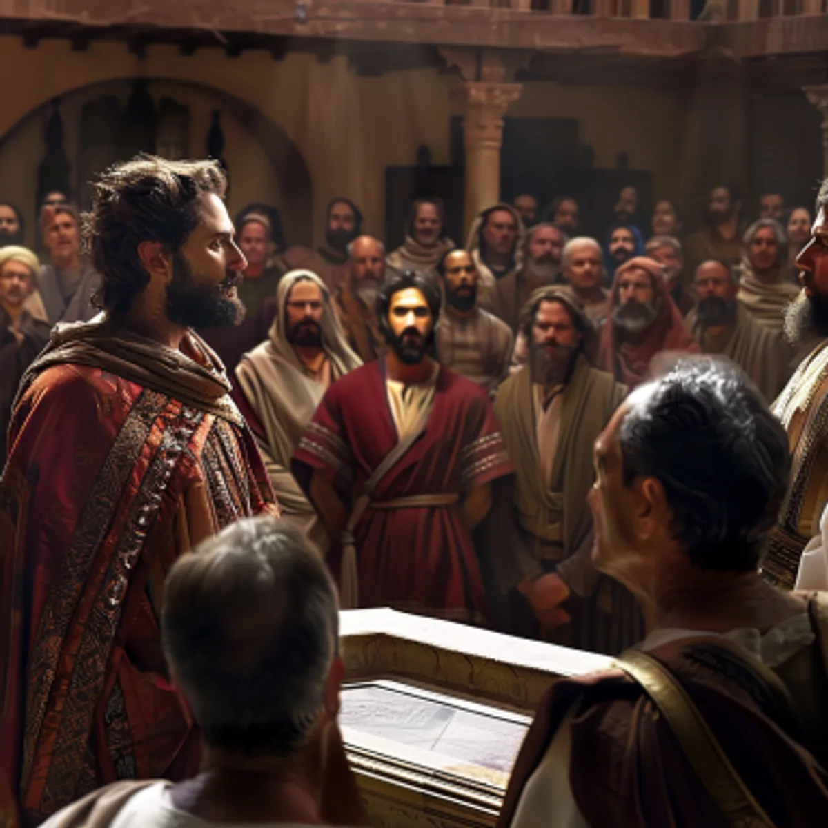 Marcos 14:53 - Y trajeron á Jesús al sumo sacerdote; y se juntaron á él todos los príncipes de los sacerdotes y los ancianos y los escribas.