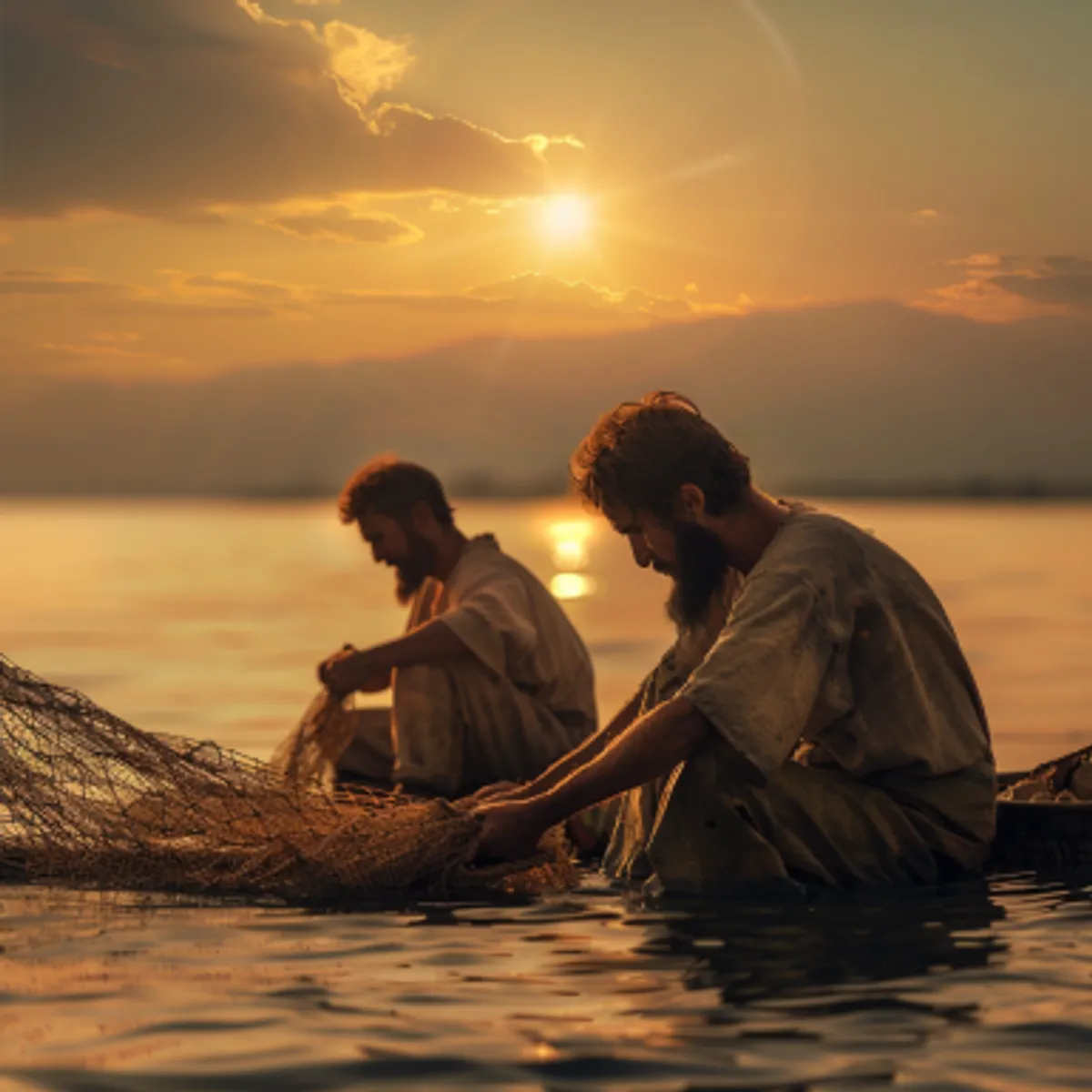 Marcus 1:19 - En van daar een weinig voortgegaan zijnde, zag Hij Jakobus, den zoon van Zebedeus, en Johannes, zijn broeder, en dezelven in het schip hun netten vermakende.