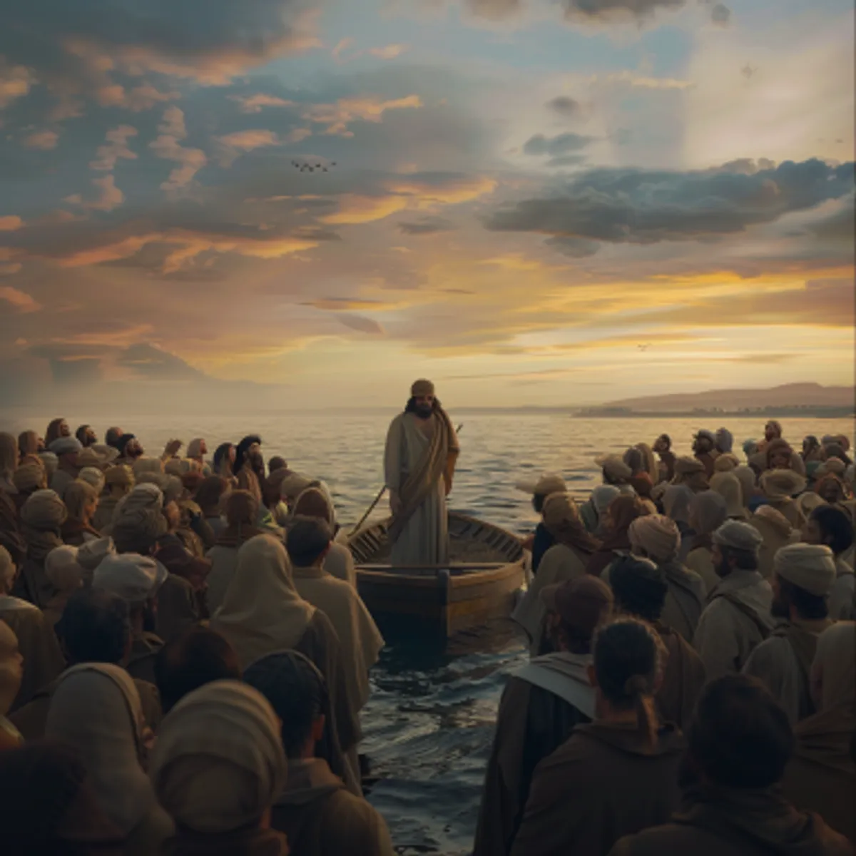 Marcus 4:1 - En Hij begon wederom te leren omtrent de zee; en er vergaderde een grote schare bij Hem, alzo dat Hij, in het schip gegaan zijnde, nederzat op de zee; en de gehele schare was op het land aan de zee.