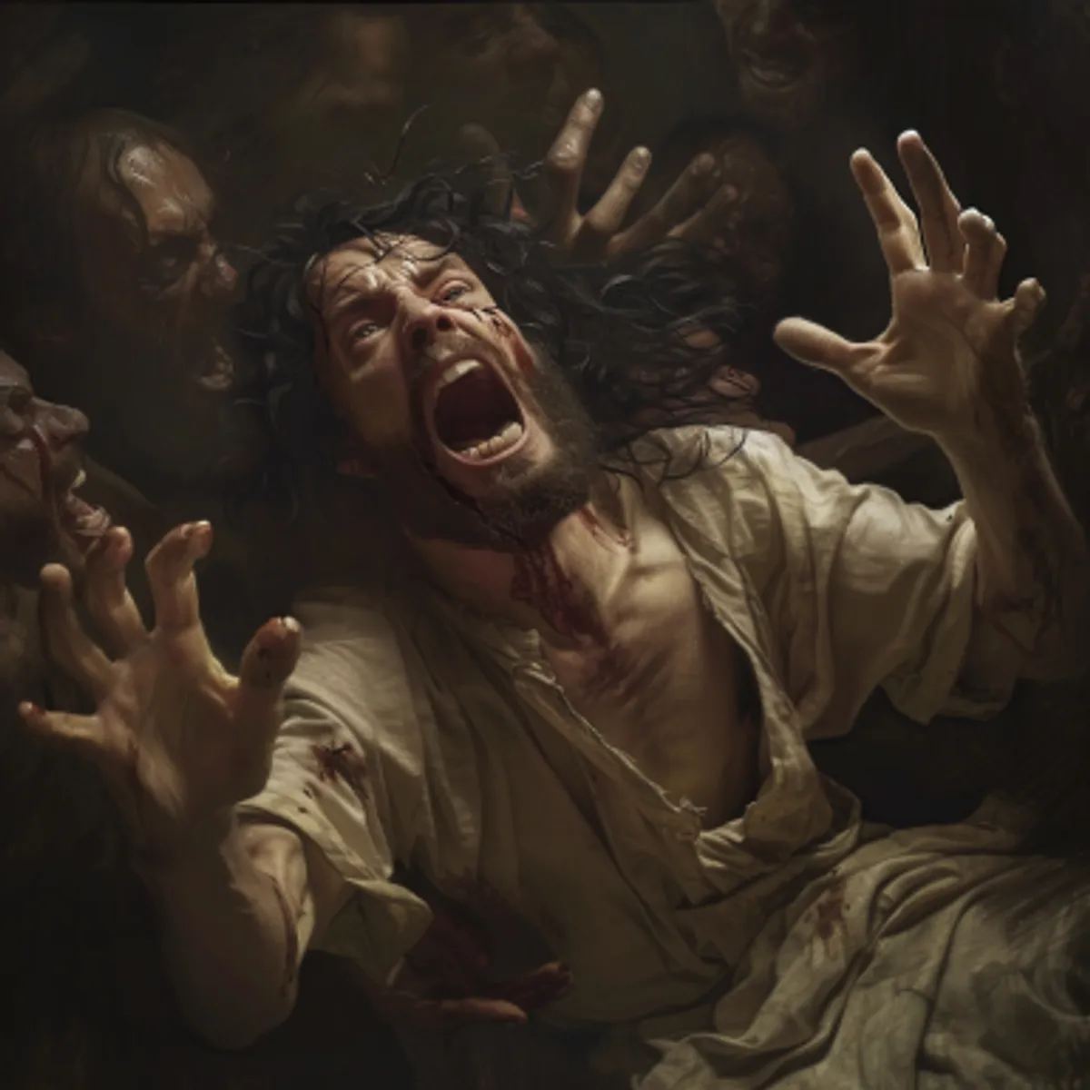 मार्क ग्रंथ 5:6 - वह यीशु को दूर ही से देखकर दौड़ा, और उसे प्रणाम किया।