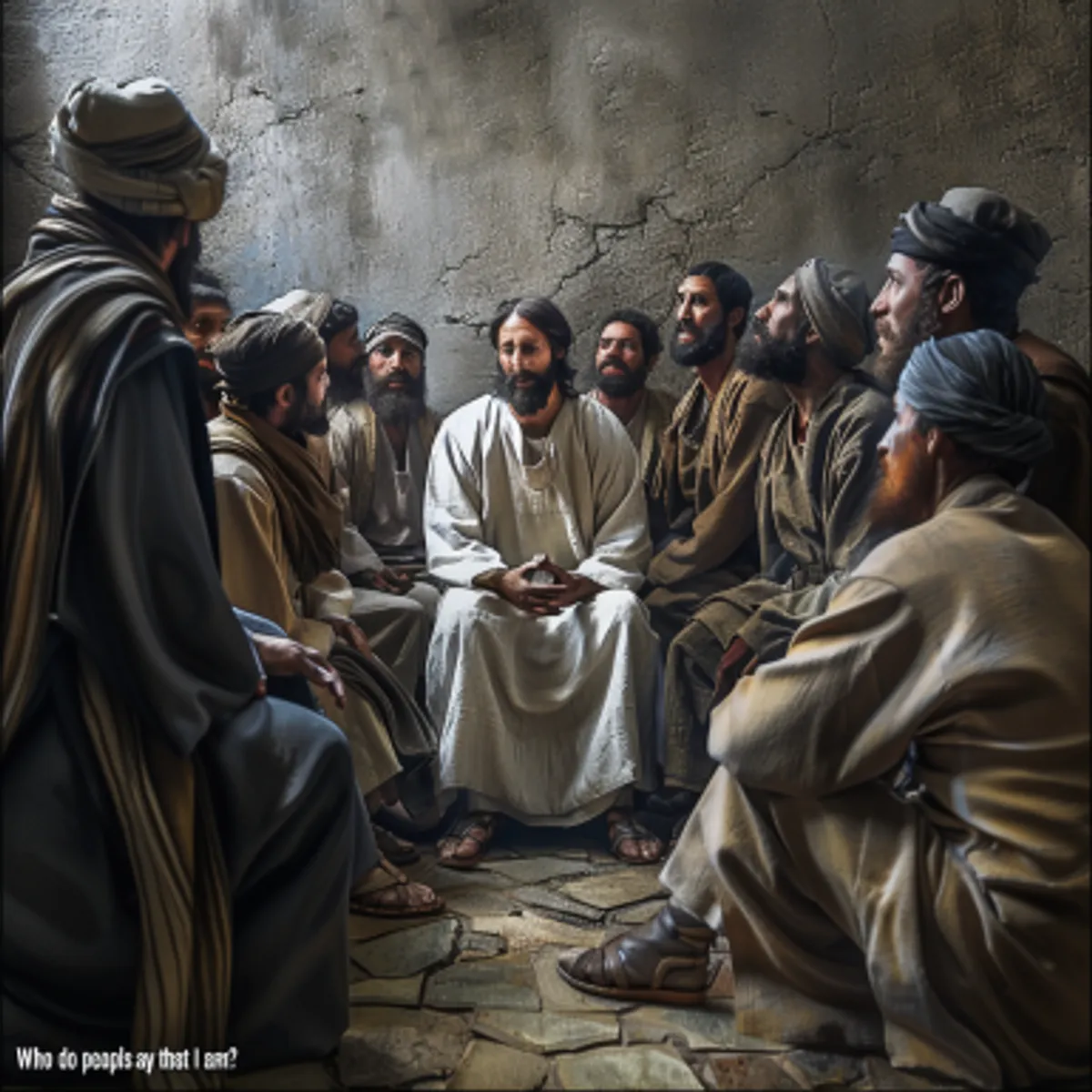 マルコによる福音書 8:27 - イエス其の弟子たちとピリポ・カイザリヤの村々に出でゆき、途にて弟子たちに問ひて言ひたまふ『人々は我を誰と言ふか』