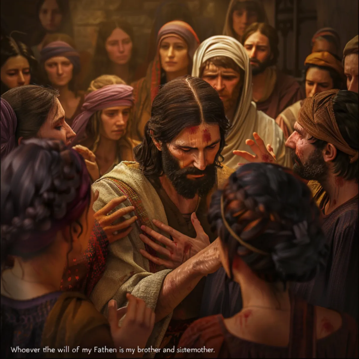Matthew 12:46 - While he yet talked to the people, behold, his mother and his brethren stood without, desiring to speak with him.