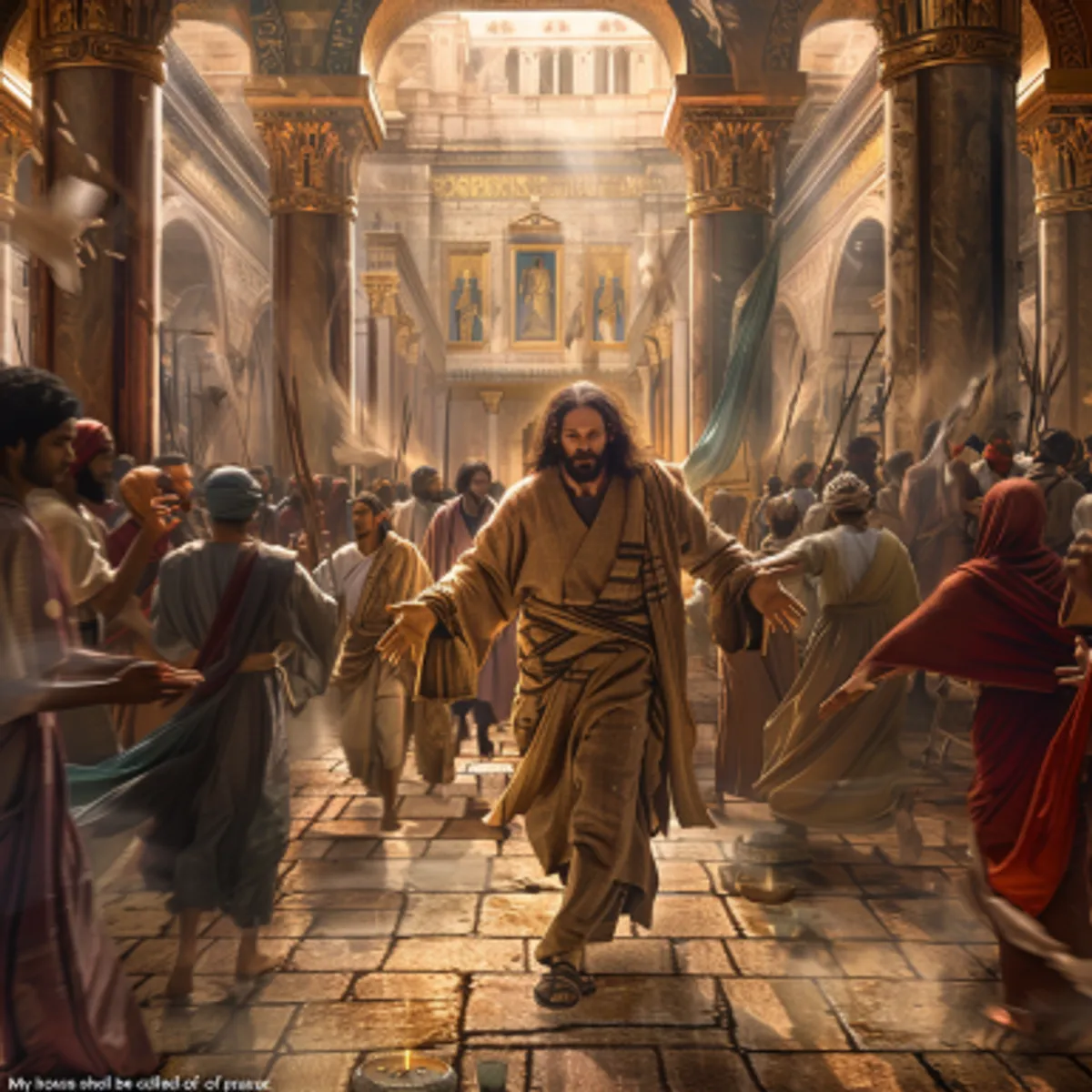 Matteüs 21:12 - En Jezus ging in den tempel Gods, en dreef uit allen, die verkochten en kochten in den tempel, en keerde om de tafelen der wisselaars, en de zitstoelen dergenen, die de duiven verkochten.