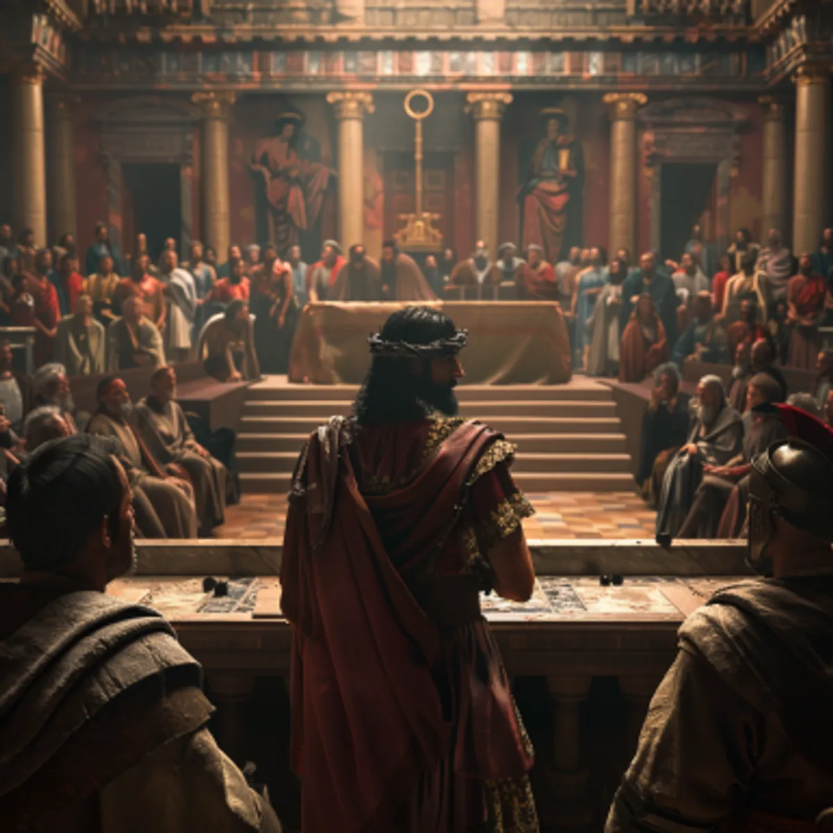 마태복음 27:11 - 예수께서 총독 앞에 섰으매 총독이 물어 가로되 `네가 유대인의 왕이냐 ?' 예수께서 대답하시되 `네 말이 옳도다' 하시고