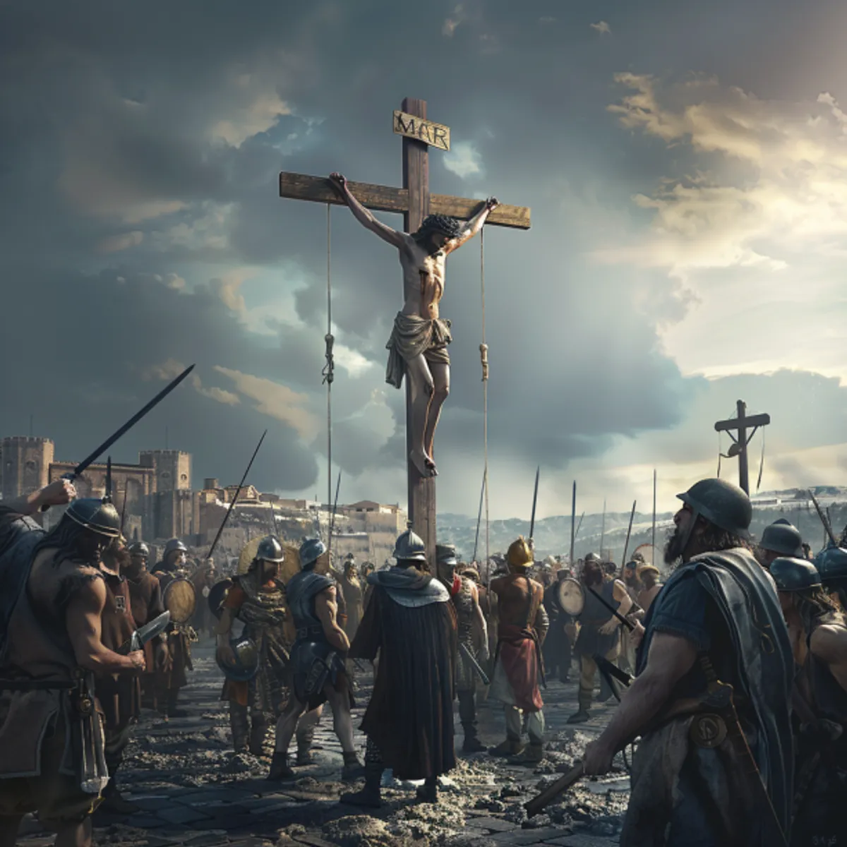 마태복음 27:35 - 저희가 예수를 십자가에 못 박은 후에 그 옷을 제비 뽑아 나누고