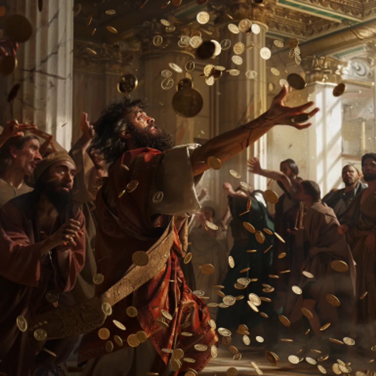 마태복음 27:5 - 유다가 은을 성소에 던져 넣고 물러가서 스스로 목매어 죽은지라