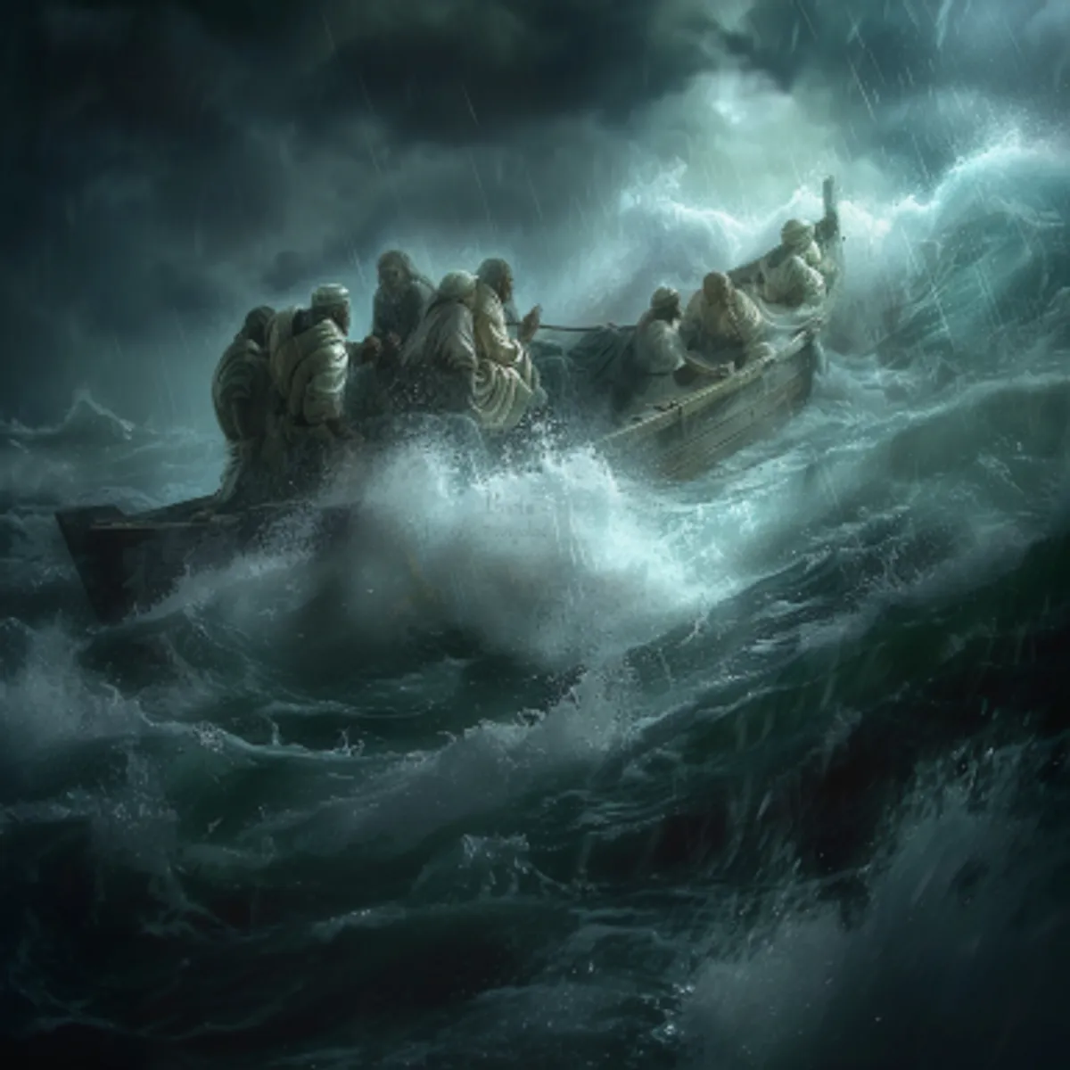 Matthieu 8:24 - Et voici, il s'éleva sur la mer une si grande tempête que la barque était couverte par les flots. Et lui, il dormait.