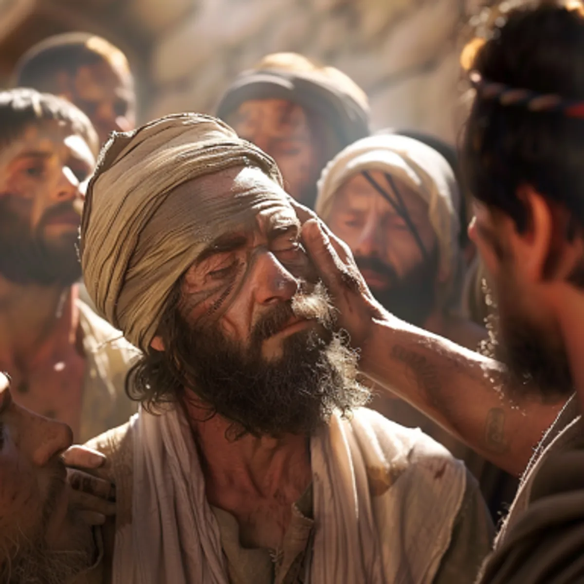 Matteo 9:27 - E PARTENDOSI Gesù di là, due ciechi lo seguitarono, gridando e dicendo: Abbi pietà di noi, Figliuolo di Davide.