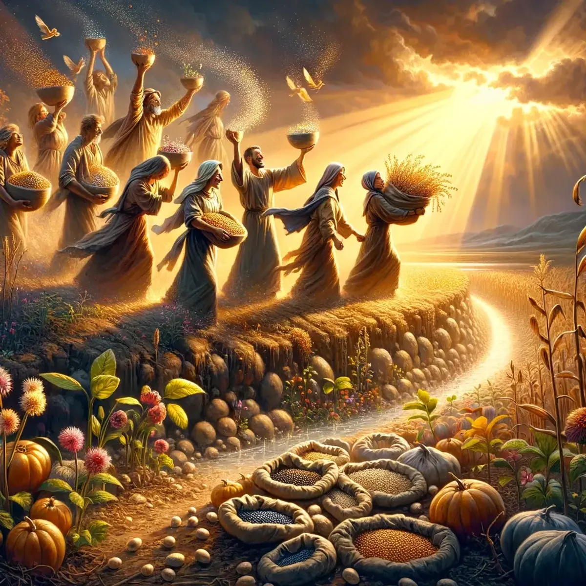 Žalmy 126:6 - Sem i tam chodící lid s pláčem rozsívá drahé símě, ale potom přijda, s plésáním snášeti bude snopy své.