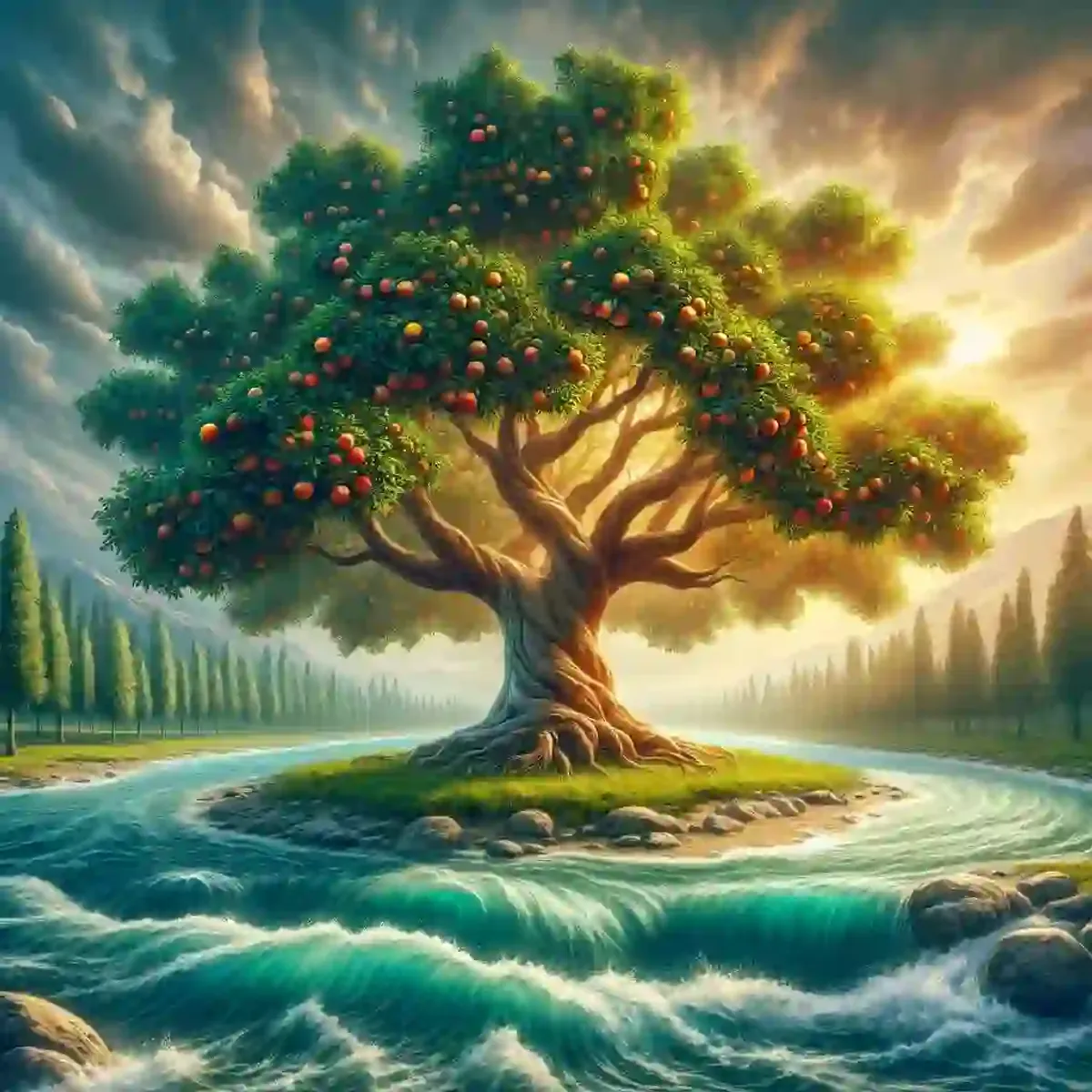 Salmos 1:3 - Pois será como a árvore plantada junto a ribeiros de águas, a qual dá o seu fruto na estação própria, e cujas folhas não caem, e tudo quanto fizer prosperará.