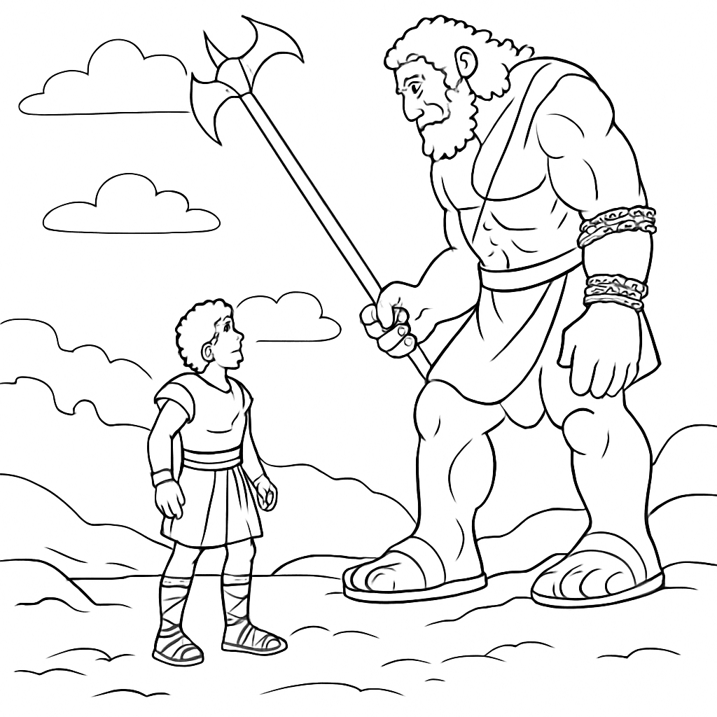 David und Goliath Malvorlage