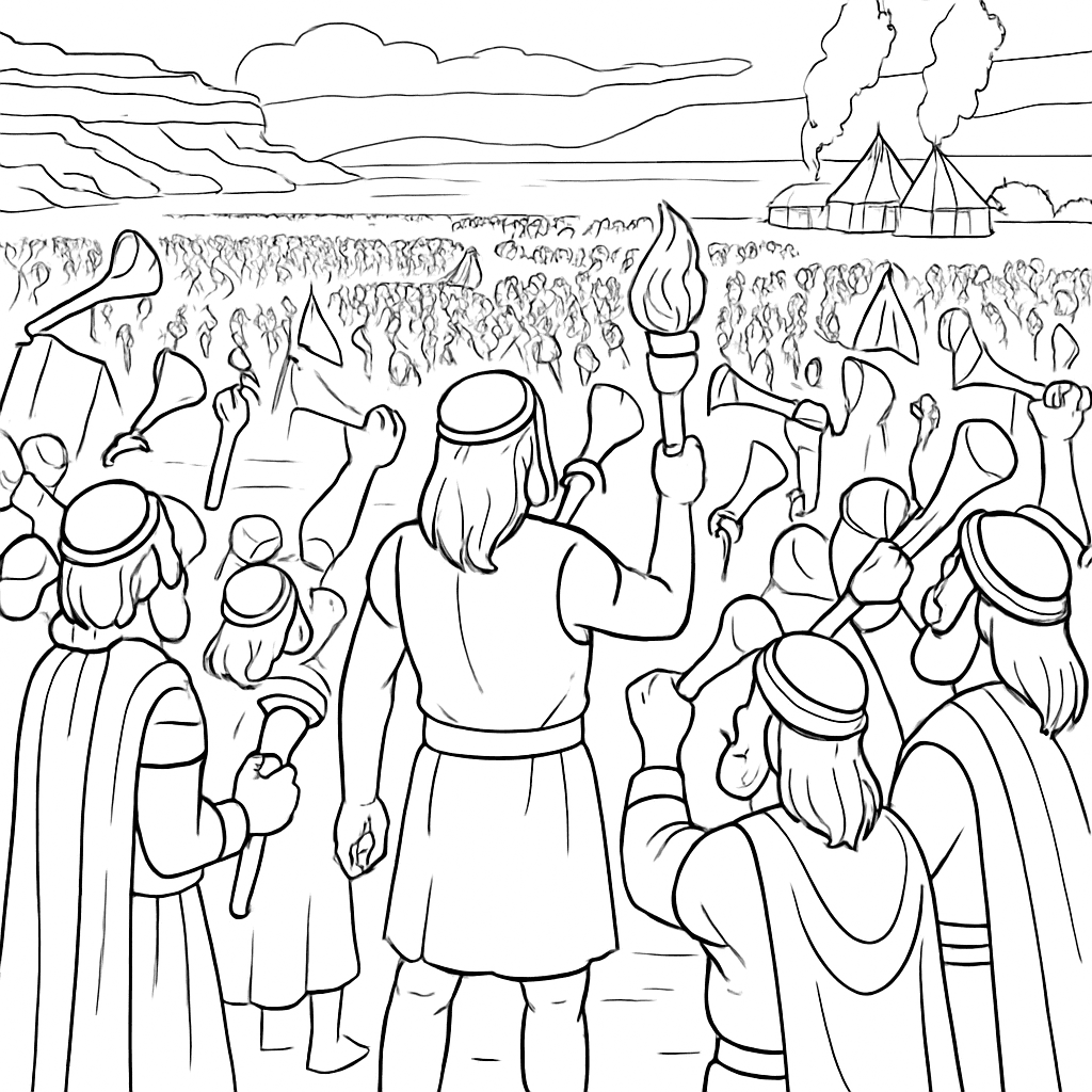Pagina da Colorare di Gli 300 uomini di Gedeone