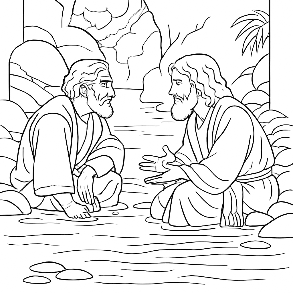 Jesus und Nikodemus Malvorlage