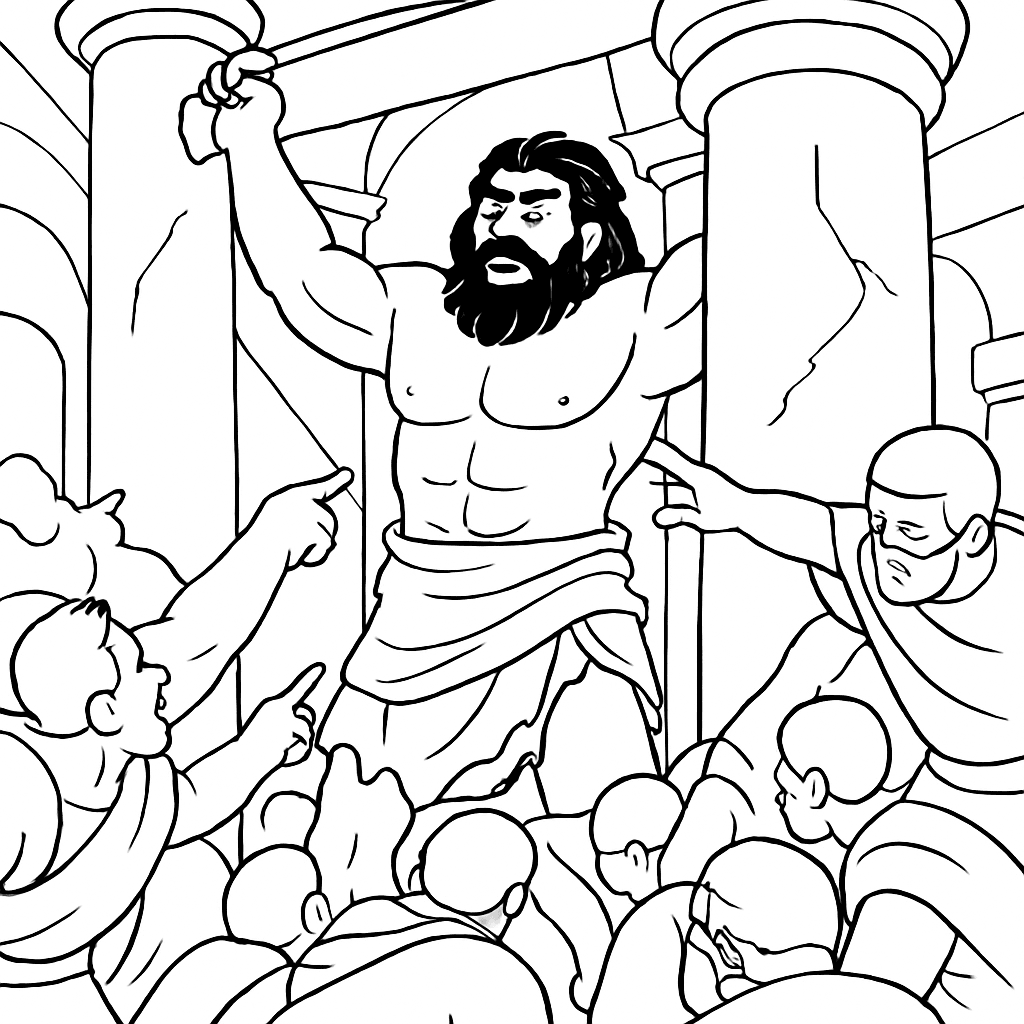 Samson's Strength Coloring Page