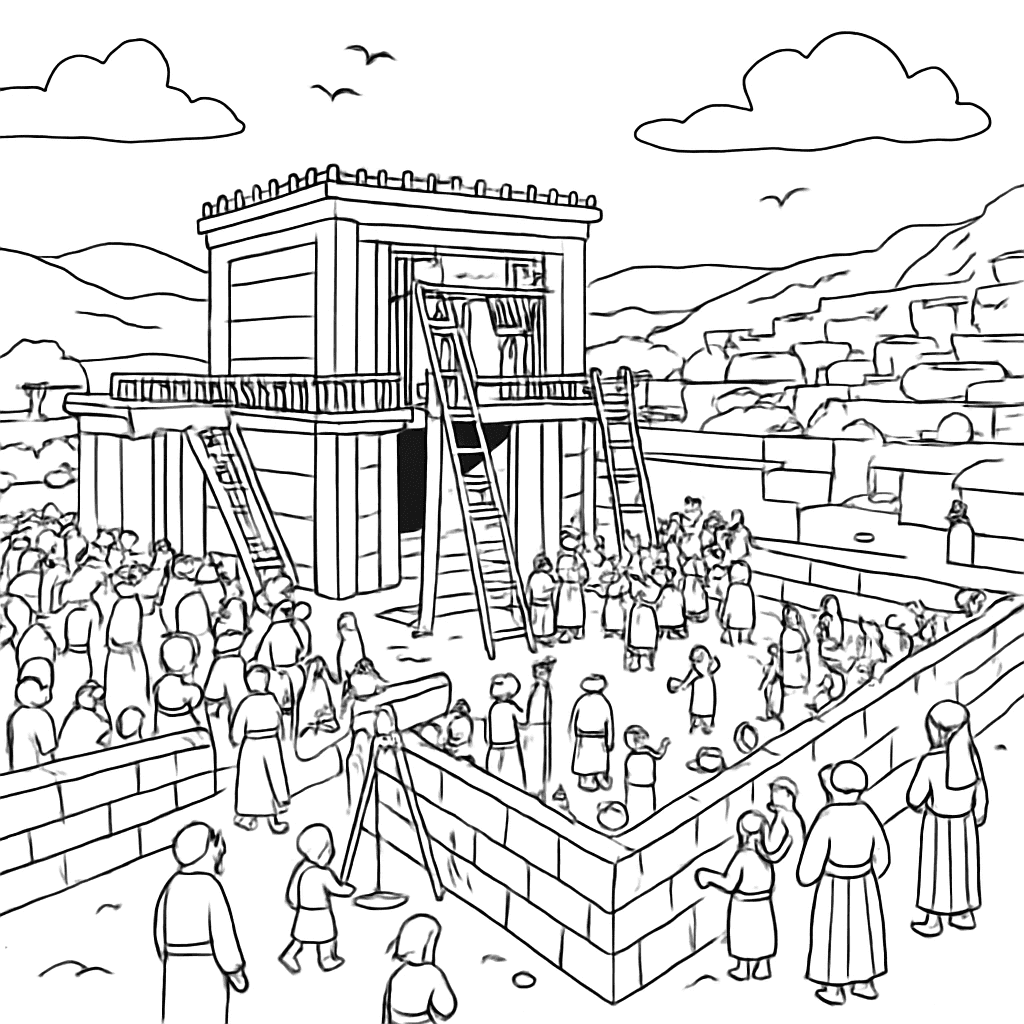 Página de Colorir A Construção do Templo