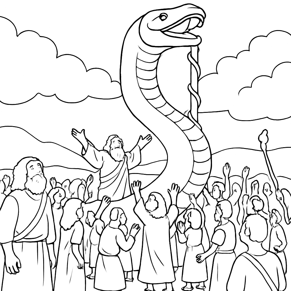 Page à colorier Le Serpent d'Airain