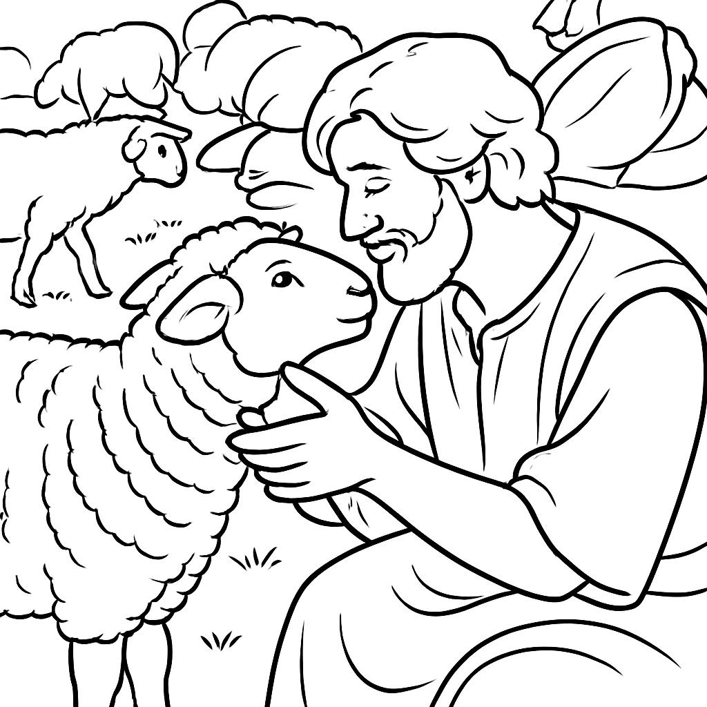 Page à colorier La Parabole de la Brebis Perdue