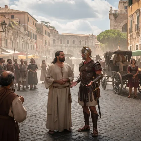 Ilustración con IA: La Llegada a Roma y el Arresto Domiciliario de Pablo