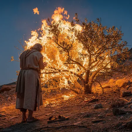 AI illustration: God Calls Moses at the Burning Bush