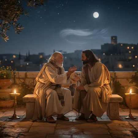 Minh họa bằng AI: Giêsu và Nicodemus