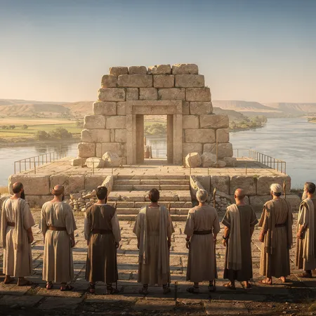 KI-Illustration: Der Altar am Jordan