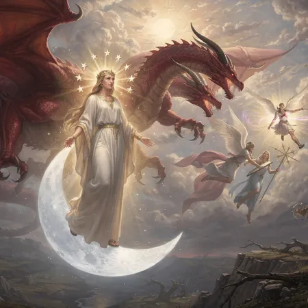 KI-Illustration: Die Frau und der Drache